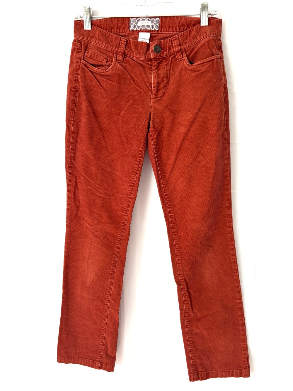 NWOT J. Crew Rust Orange Matchstick Corduroy High-Rise Pants SZ 28 S